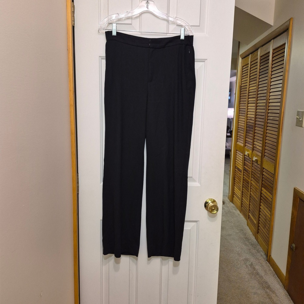 Banana Republic Womens 8S Black Wide Leg Trousers Career Dress Pants Short